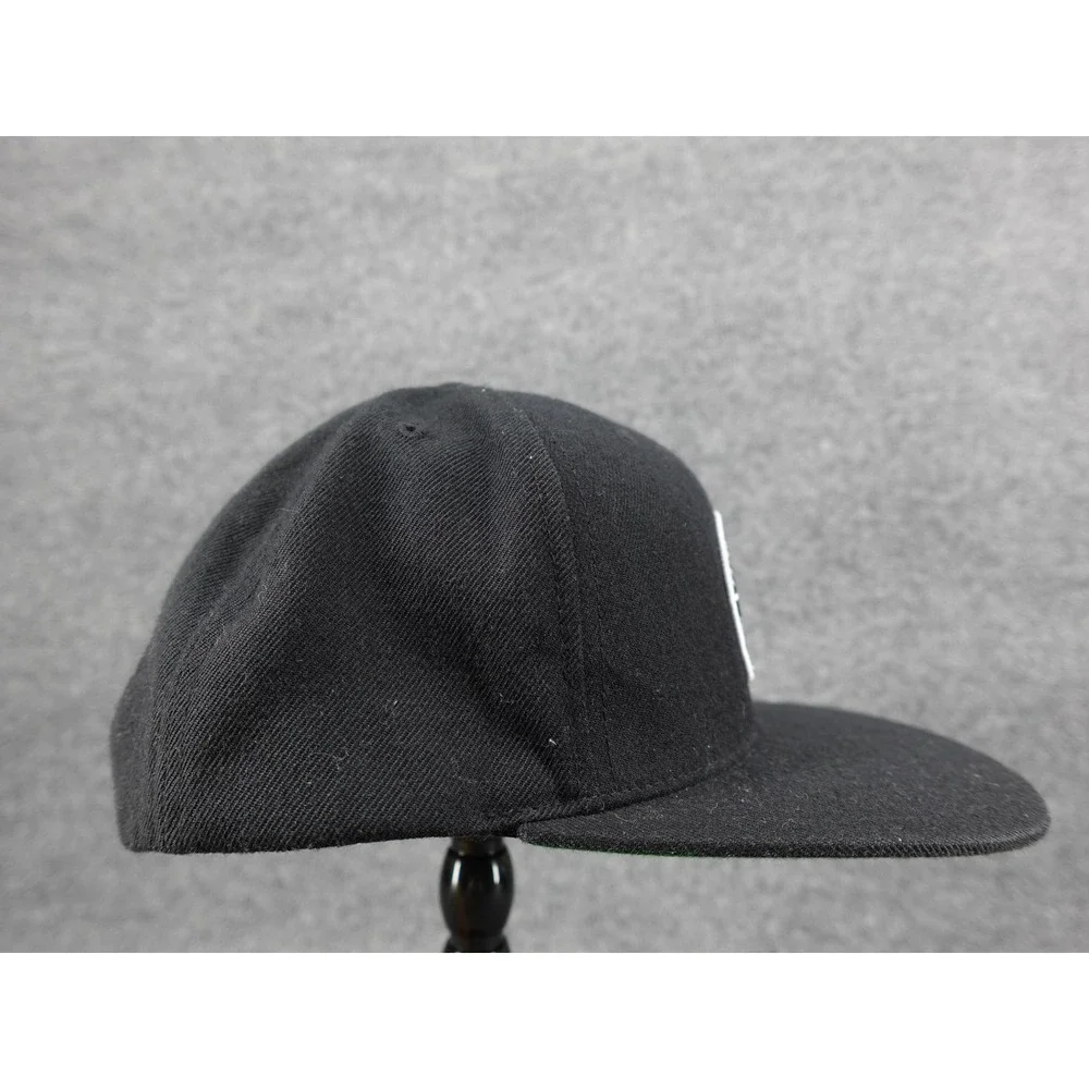 Brixton‎ Snapback Hat Mens OSFM Black Embroidered Logo Patch Flat Bill Cap